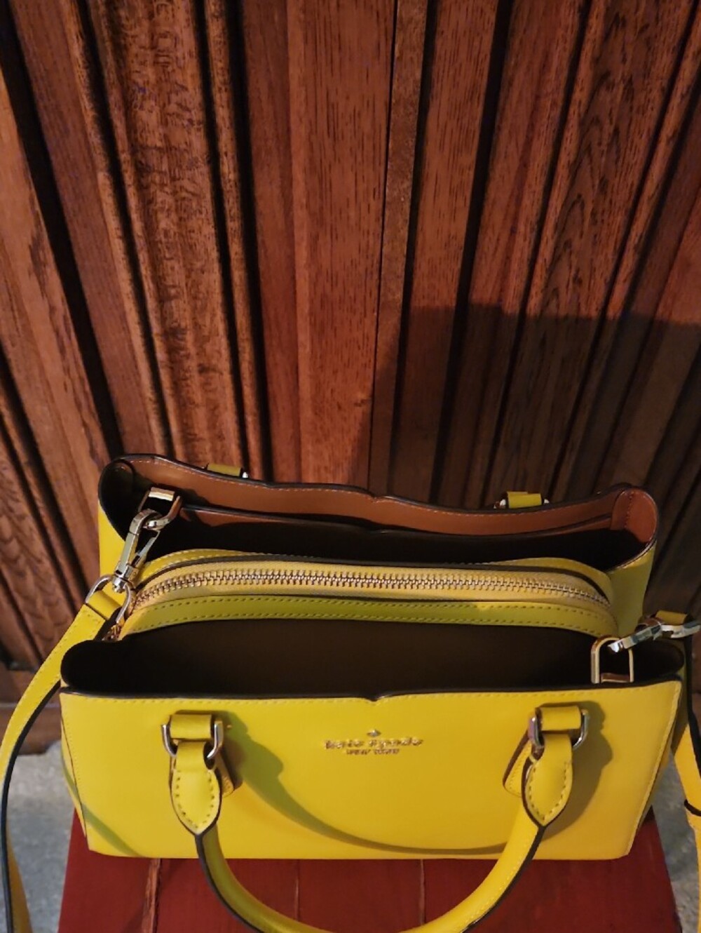 kate spade Lemon Yellow Leather Satchel with Strap - Picture 2 of 3